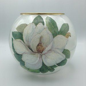 Dusty Green/White Magnolias on an 8" Rose Bowl